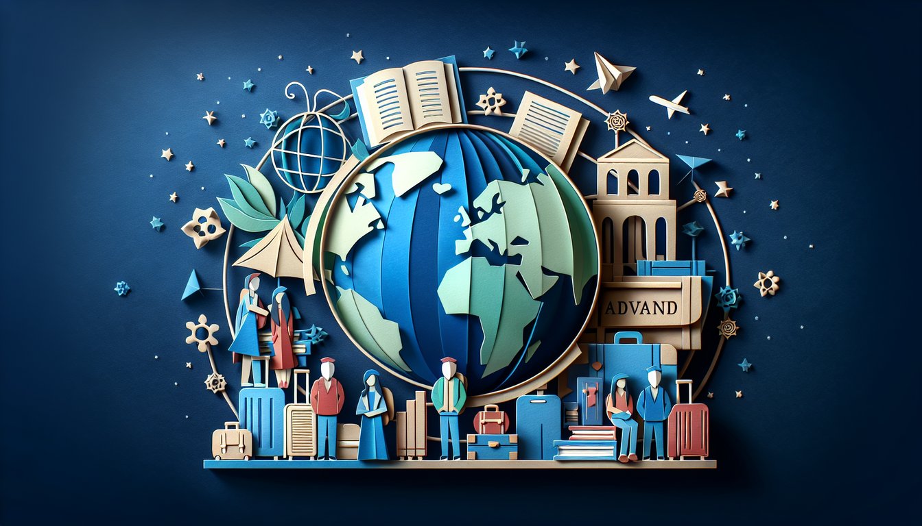 3D voxel art showcases Advanced Study Abroad course, symbolizing international education.