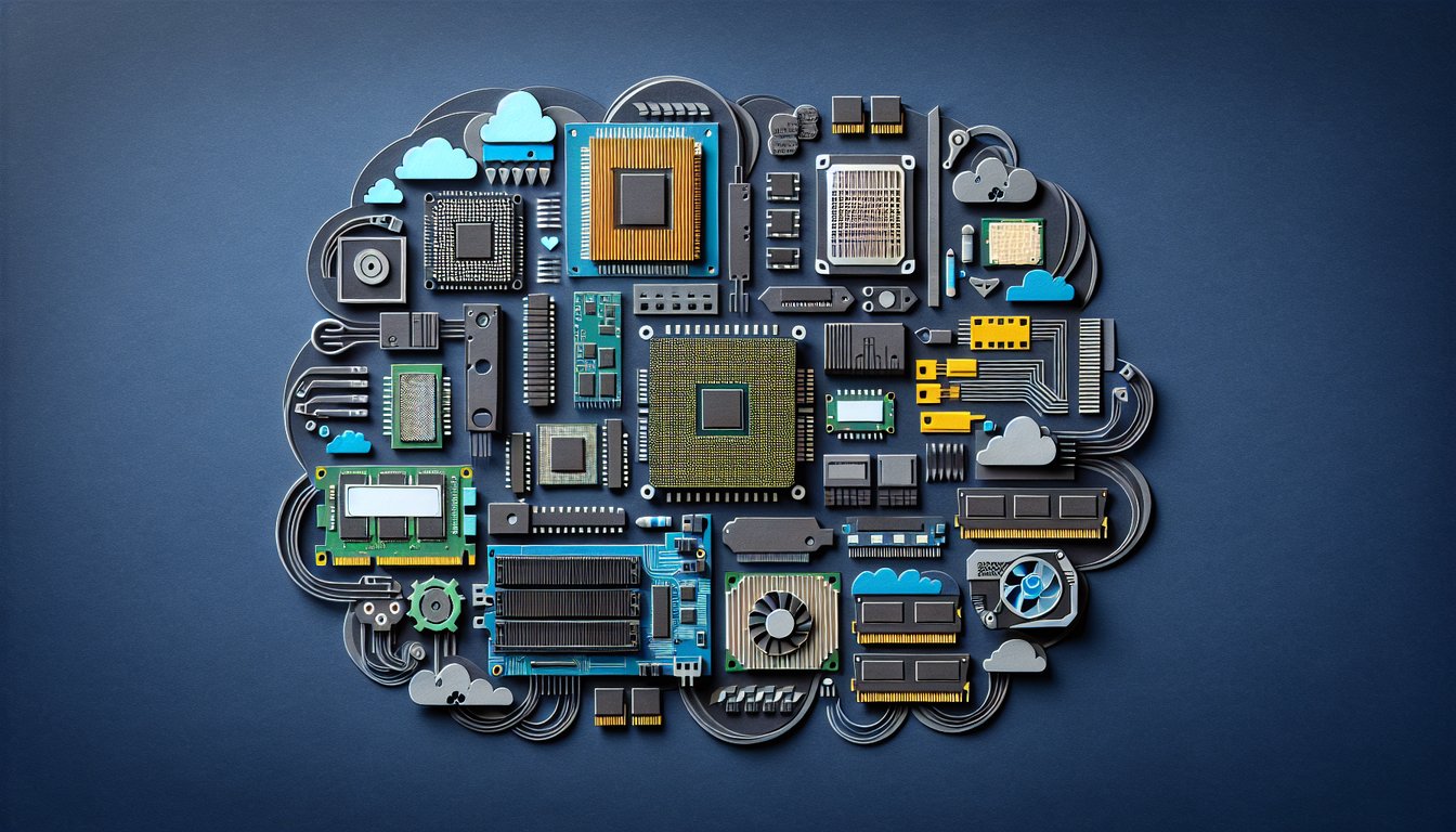 Colorful paper art depicting a trivia quiz on inside computer components for high school students.