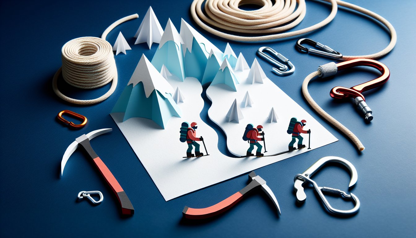 Paper art depicting winter mountaineering for a knowledge quiz