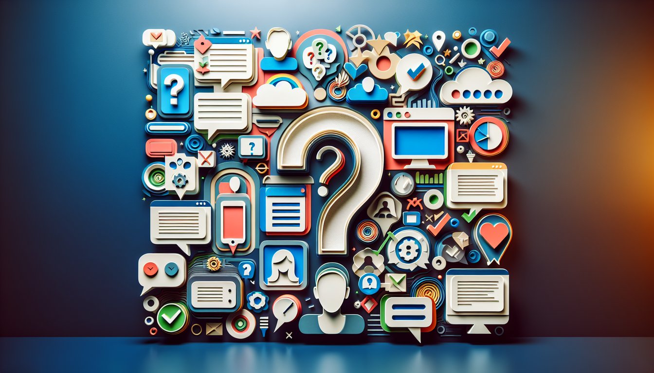 Paper art scene showing playful quiz elements and digital icons on dark blue background