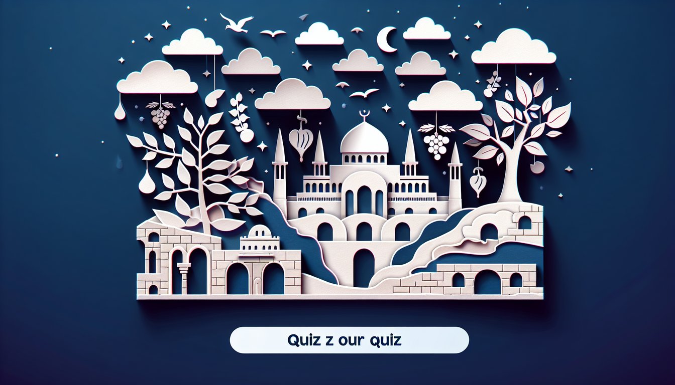 Paper art open Bible pages and icons on dark blue background for free Isaiah 1-4 quiz testing verse and prophecy knowledge