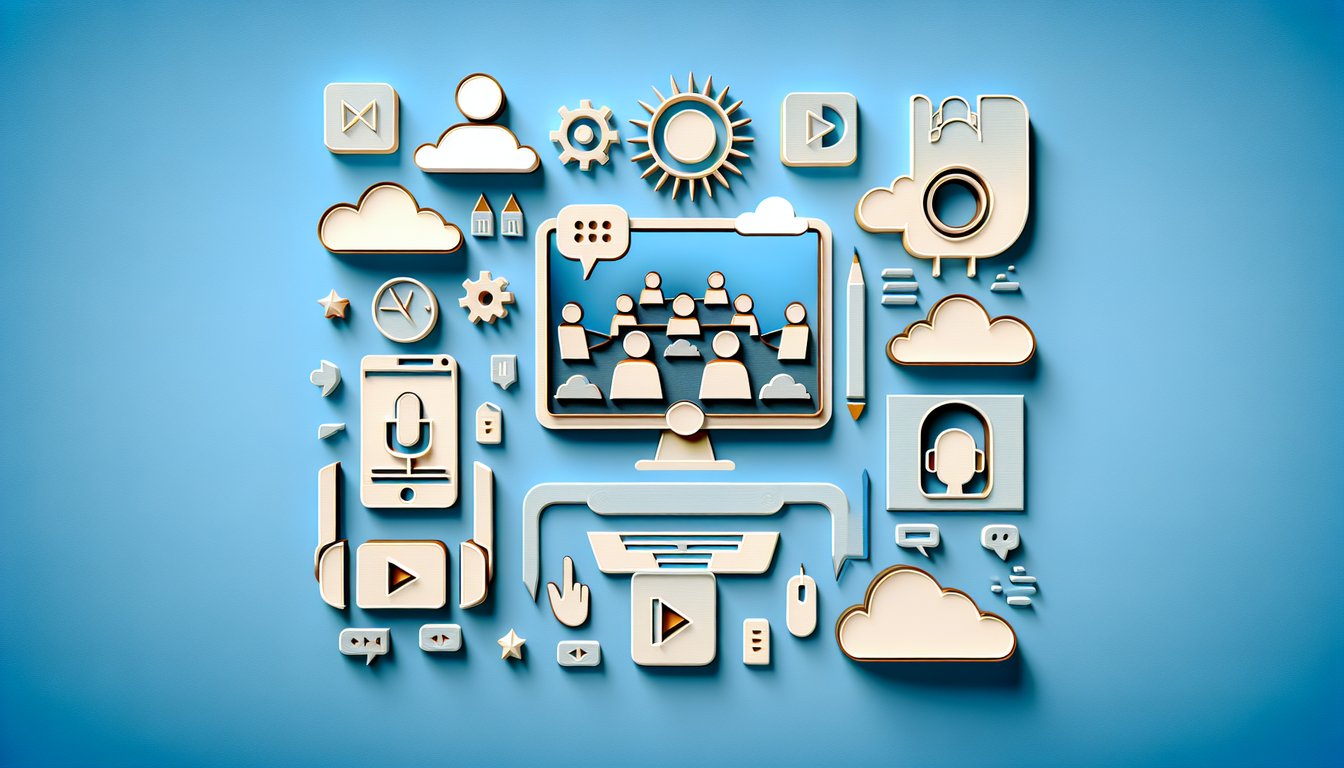 Paper art quiz scene with question mark, laptop and Zoom icon on sky blue background inviting free Zoom trivia challenge.