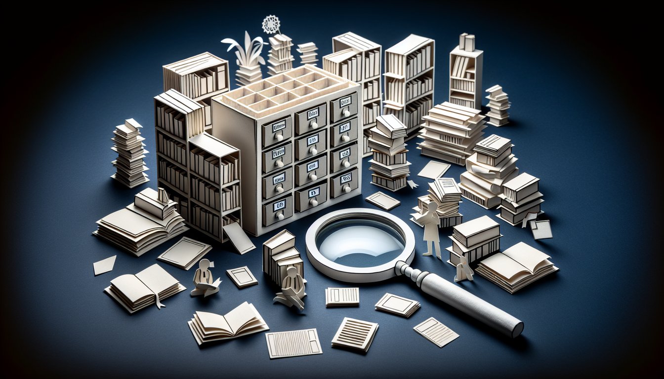 Paper art depicting a trivia quiz about the Dewey Decimal system for middle-school learners.