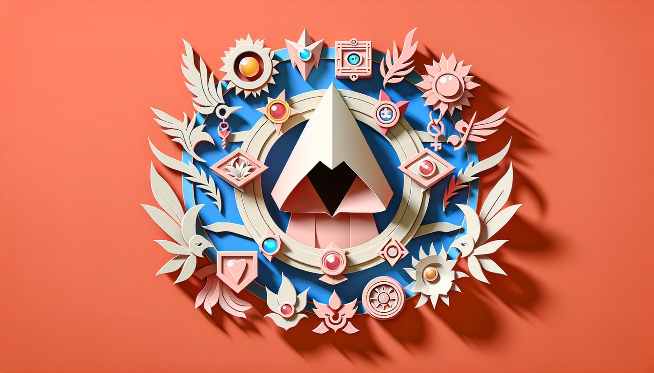 Paper art illustration for Digimon personality quiz on a coral background