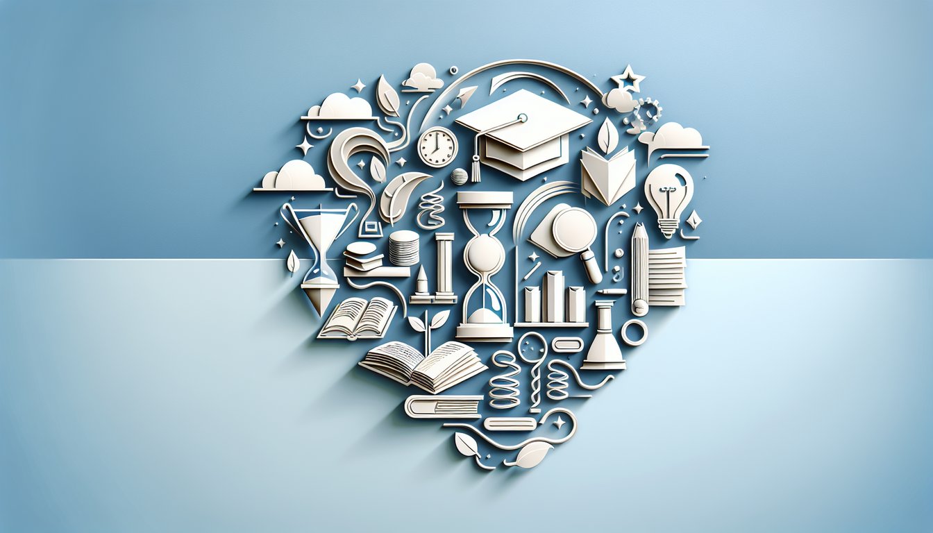 Paper art illustration for a scholarship QA quiz on a sky blue background.