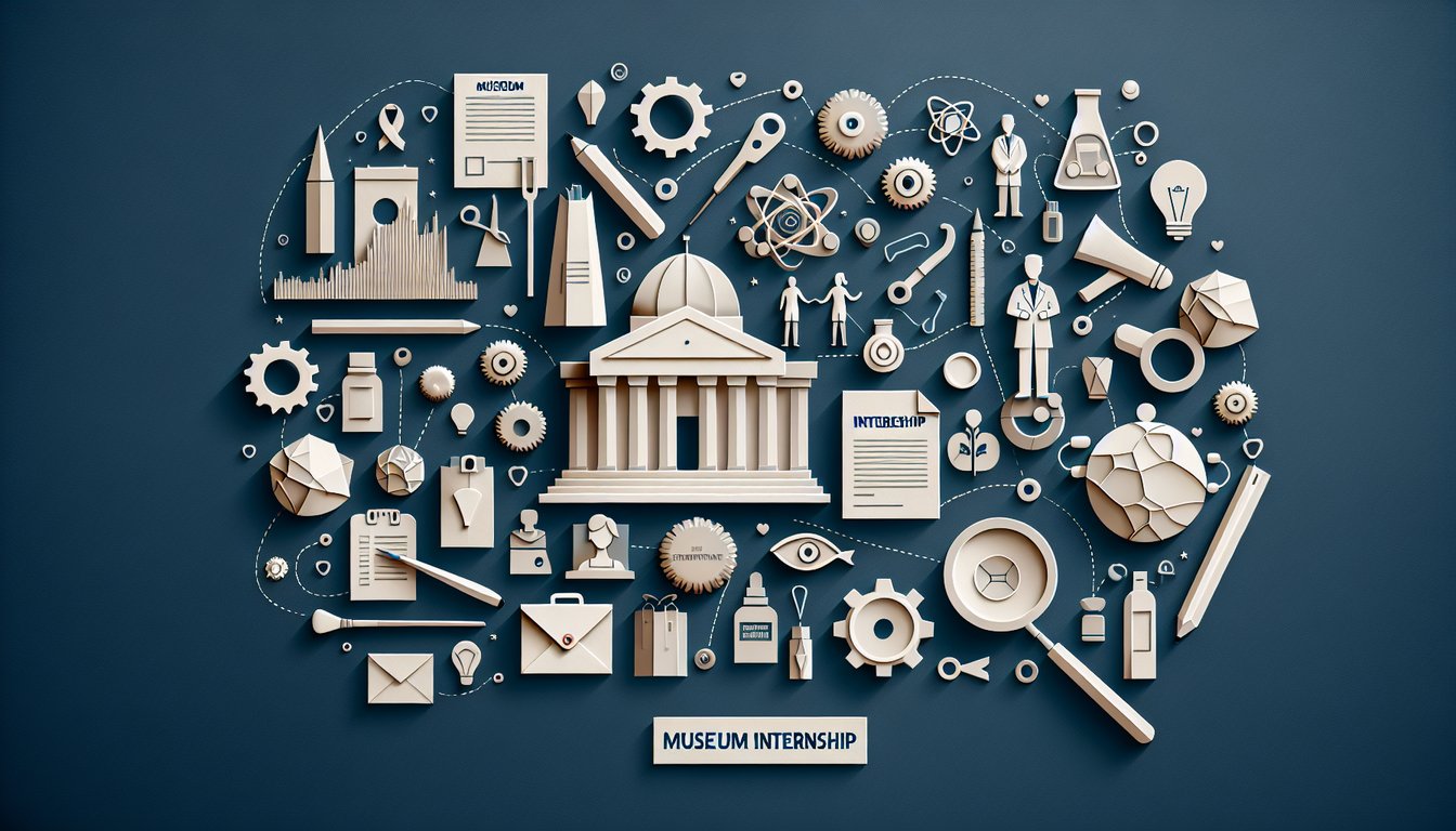 3D voxel art showcasing Museum Internship course, symbolizing hands-on learning in museum environment.