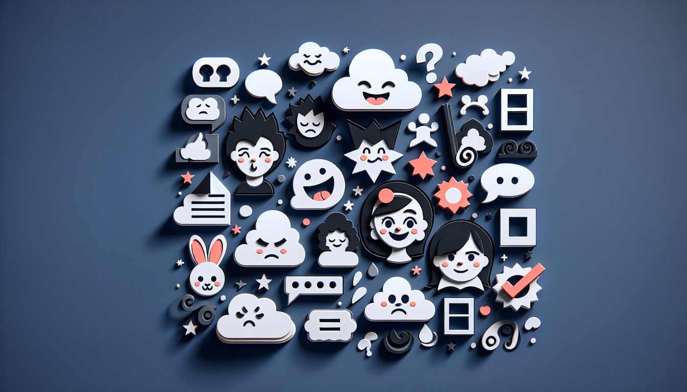 Paper art illustration for quiz assessing wifes quirky traits on dark blue background