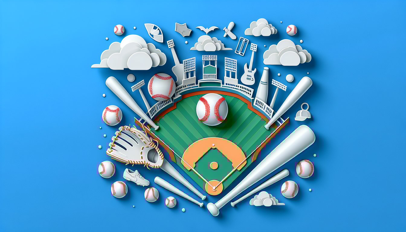 Paper art illustration for World Series trivia quiz on sky blue background