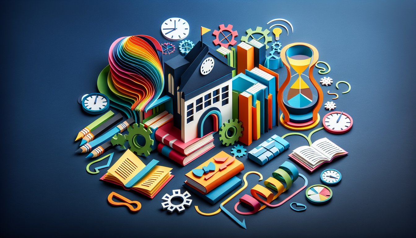 Paper art depicting a trivia quiz named Chapter Combo Challenge for high school students.