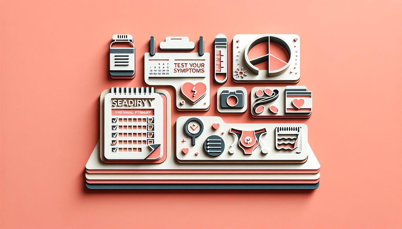 Paper art illustration of a woman holding a pregnancy test and checklist with floral accents on coral background