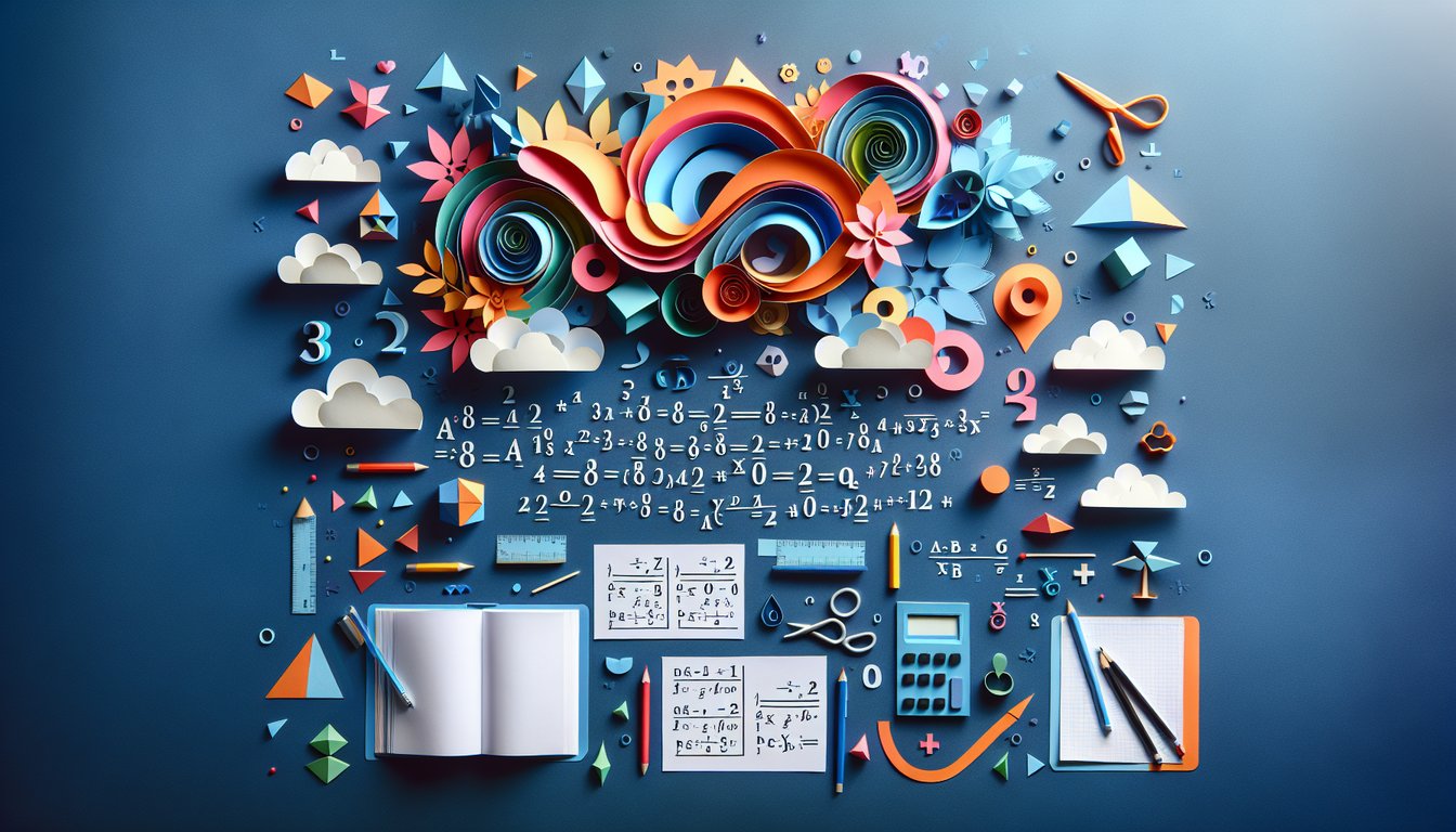 Paper art promoting The Double Property Challenge, a math quiz for middle school students.
