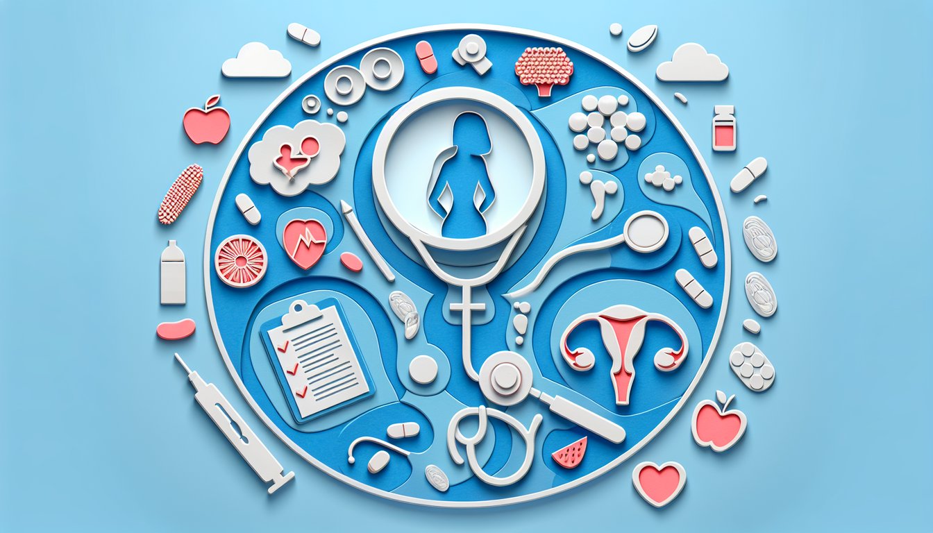 Paper art illustration for vaginal health quiz on a sky blue background