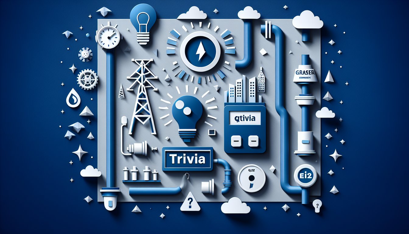 Colorful paper art depicting a quiz on Utility Customer Connections Knowledge Test.