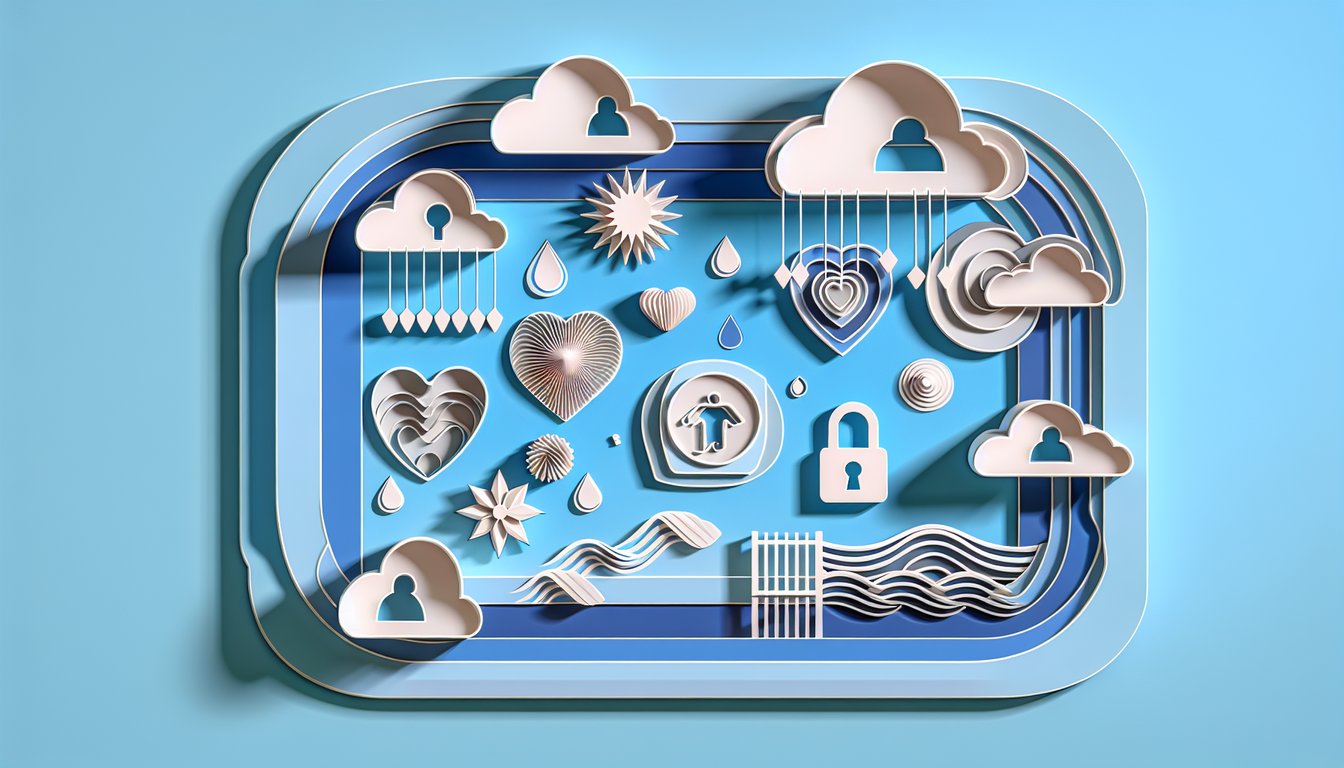 paper art illustration of heart puzzle pieces and question marks on sky blue background for free attachment style quiz