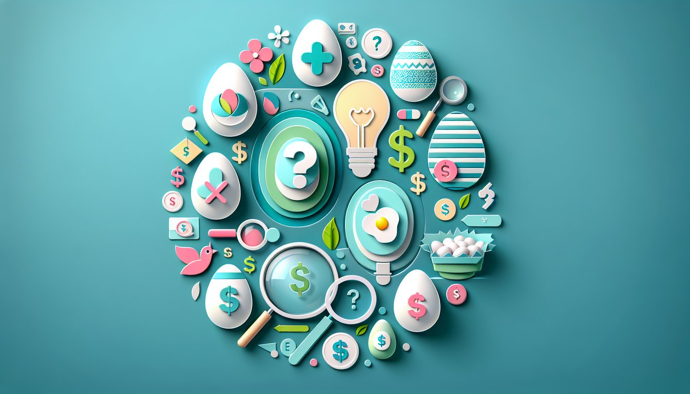 Paper art illustration for egg donation value quiz on a teal background