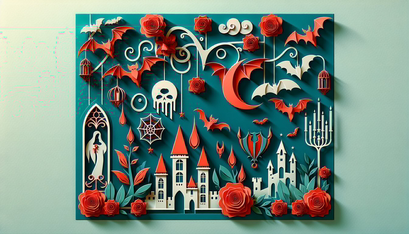 Paper art illustration for Diabolik Lovers character match quiz on a teal background