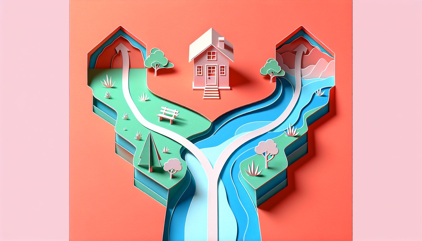 Paper art quiz illustration on coral background about marriage vs single life personality test