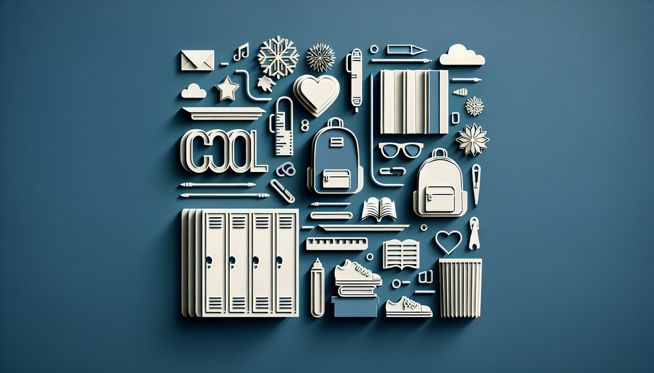 Paper art illustration for Middle School Cool Quiz on dark blue background