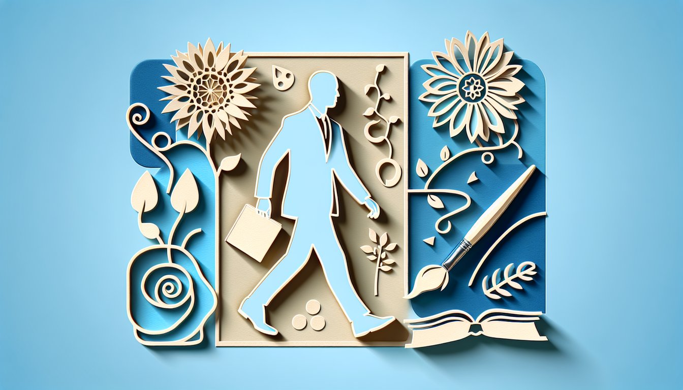 Paper art illustration for Barbie personality quiz on a sky blue background