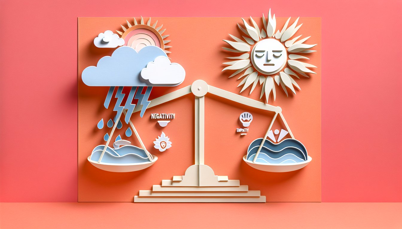 Paper art illustration for mindset quiz on coral background