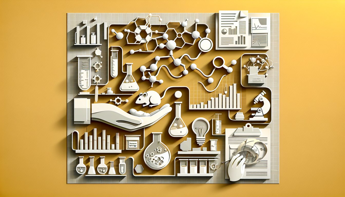 Paper art illustration for a scientific method quiz on a golden yellow background