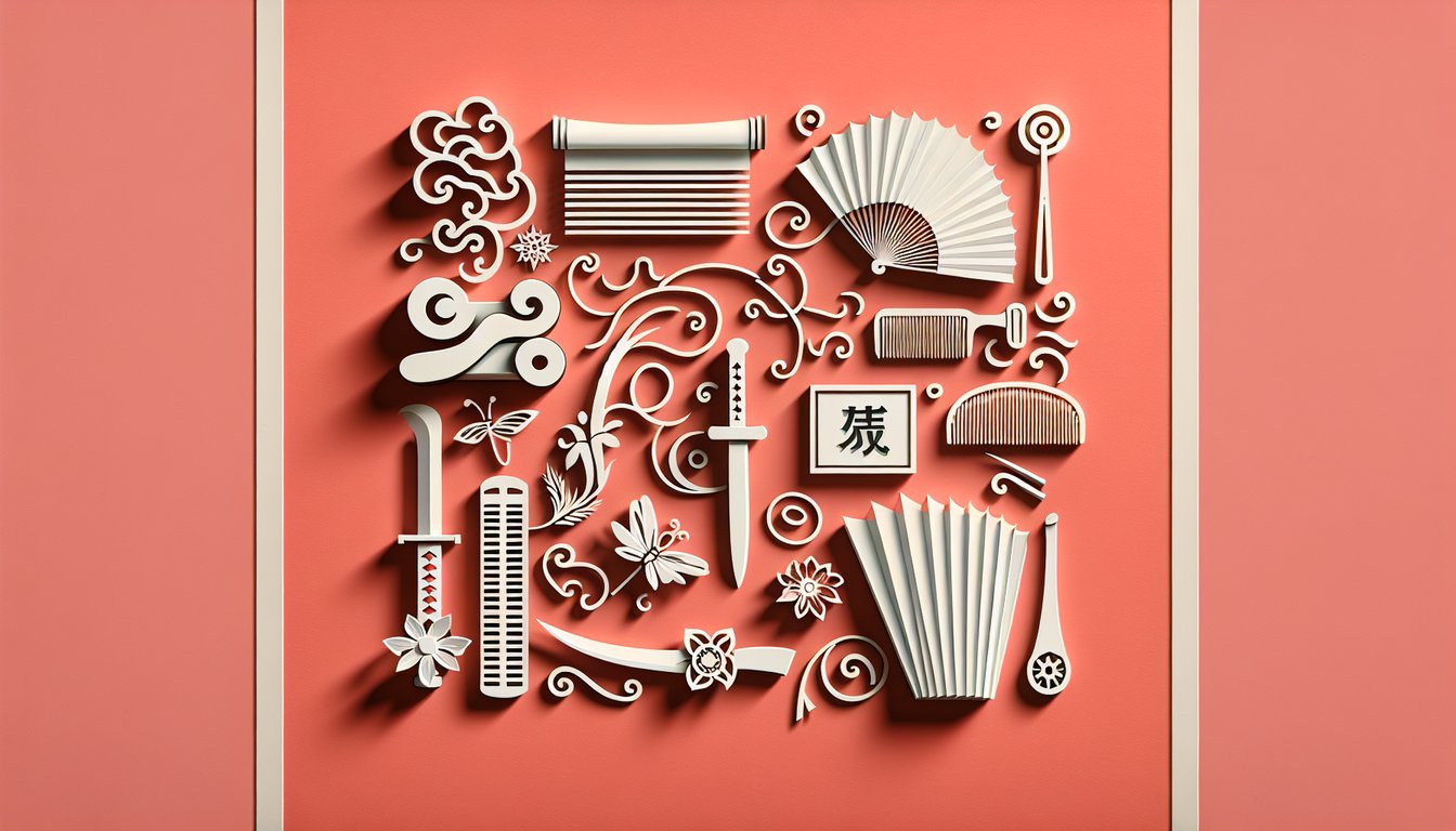Paper art illustration for Mulan personality quiz on coral background