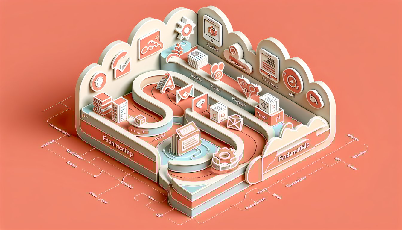 Paper art style coral background with stylized API flow diagrams and a proxy test icon for a MuleSoft fundamentals quiz