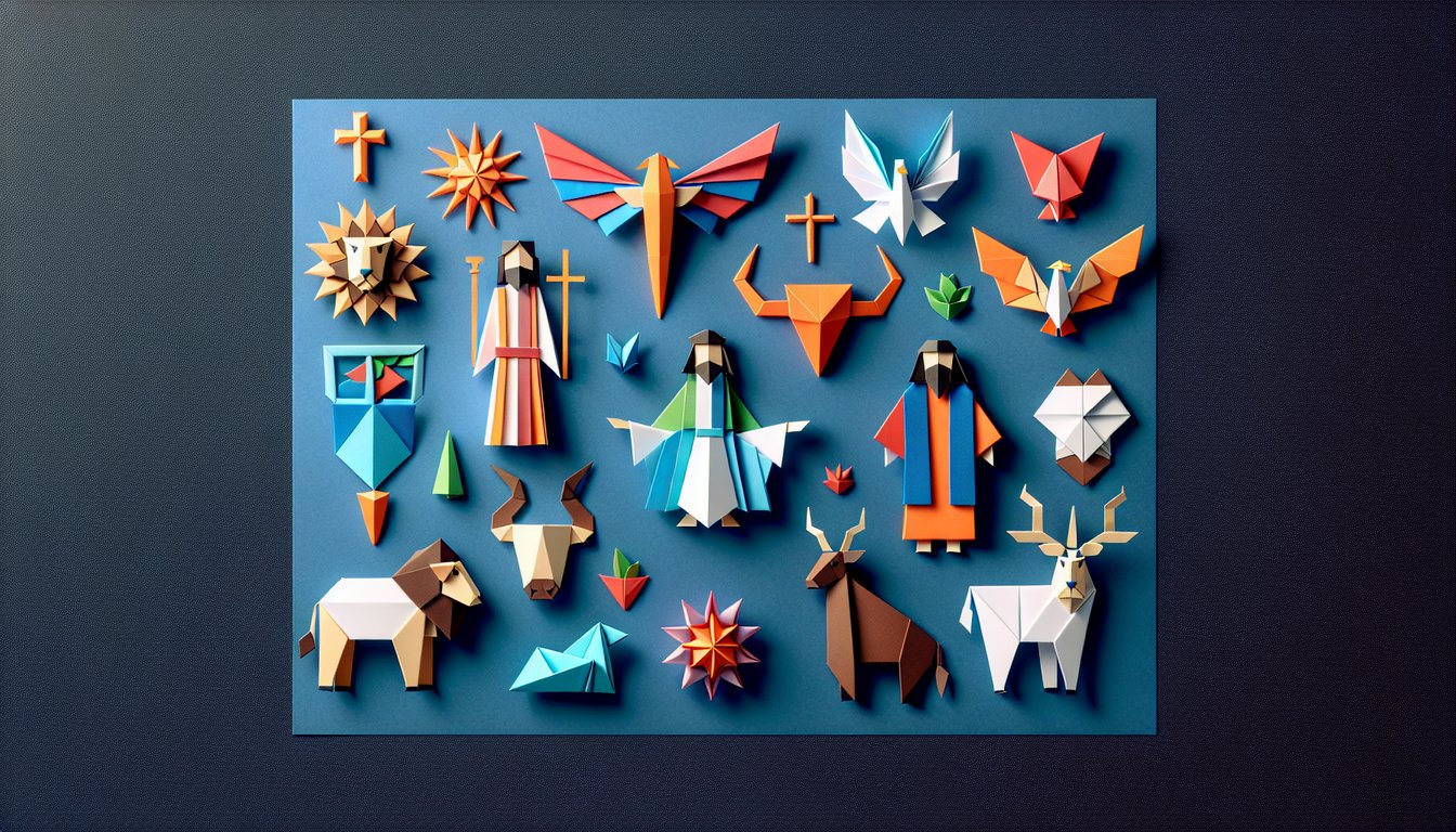 Colorful paper art design for Biblical Gospels Knowledge Quiz