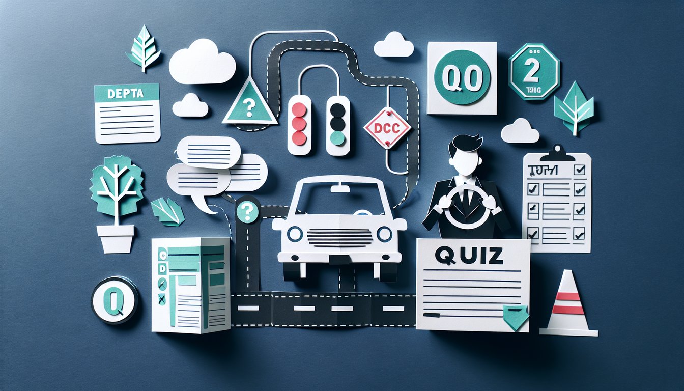 Colorful paper art promoting the Drive Smart Challenge, a drivers education quiz.