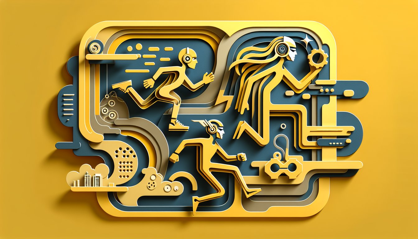 Paper art illustration promoting a free iCarly personality quiz on golden yellow background featuring Carly Sam Freddie