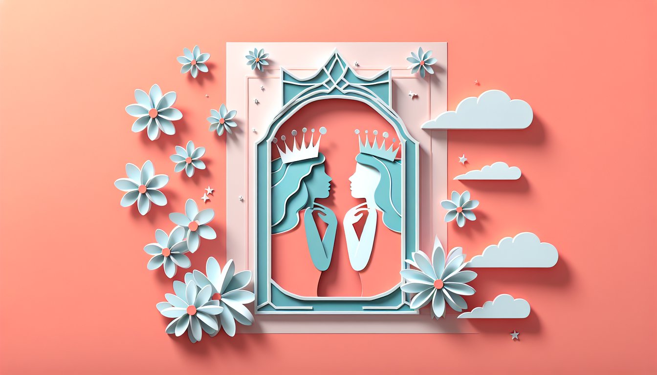 Paper art illustration for Dr Drew Narcissism Test quiz on a coral background
