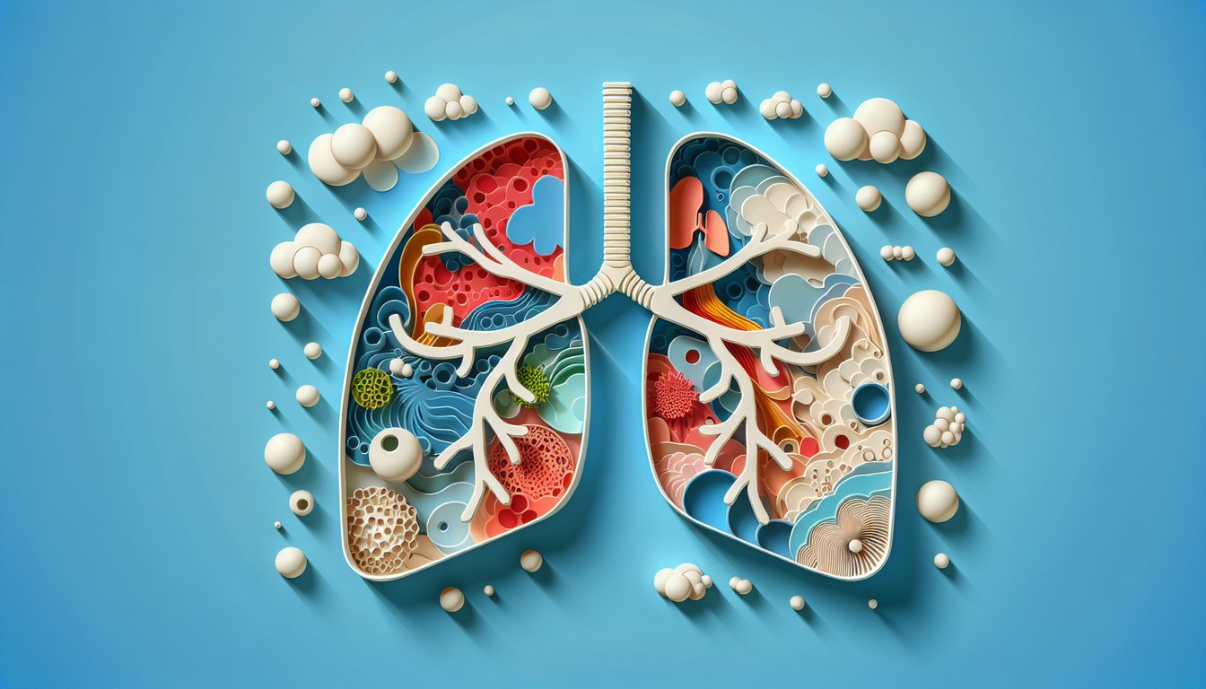 Paper art lungs with fluid drops on sky blue background prompt pleural effusion quiz