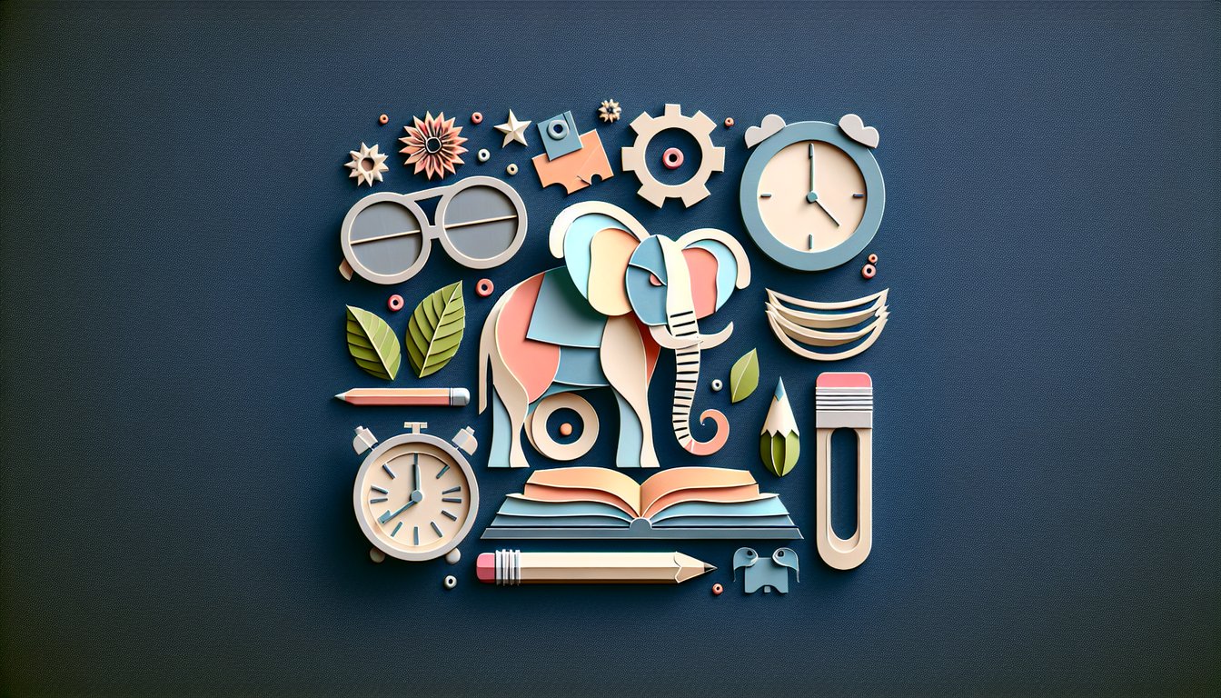 Paper art representing a trivia quiz on George Orwells Shooting an Elephant essay for students.