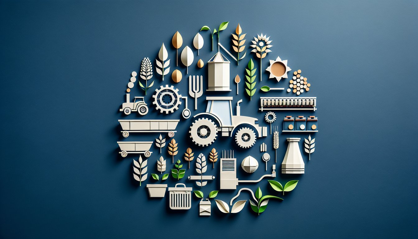 Colorful paper art design for an Agri-Food Technology Terminology Quiz.
