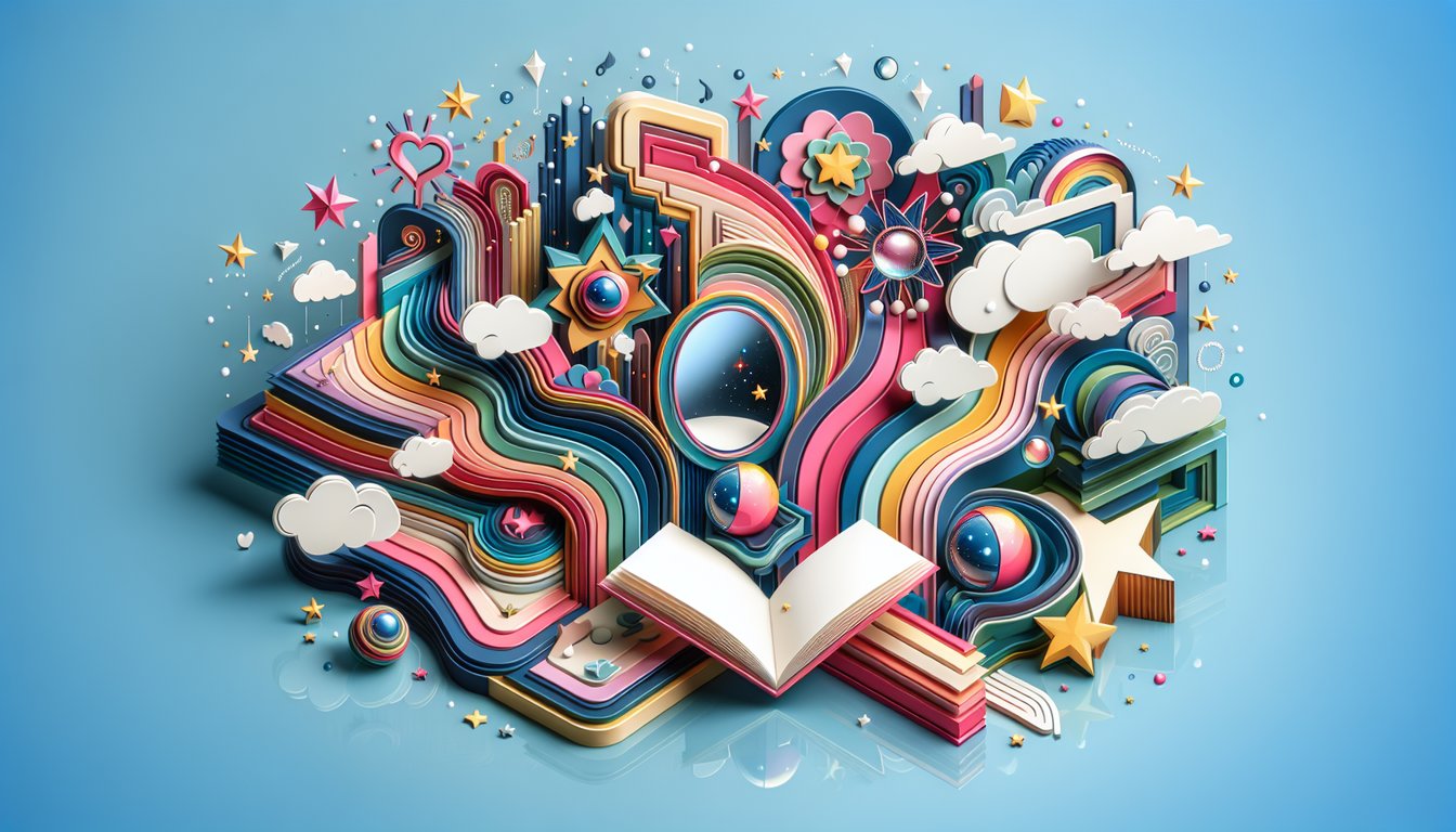 Paper art illustration for Name Personality Quiz on a sky blue background.