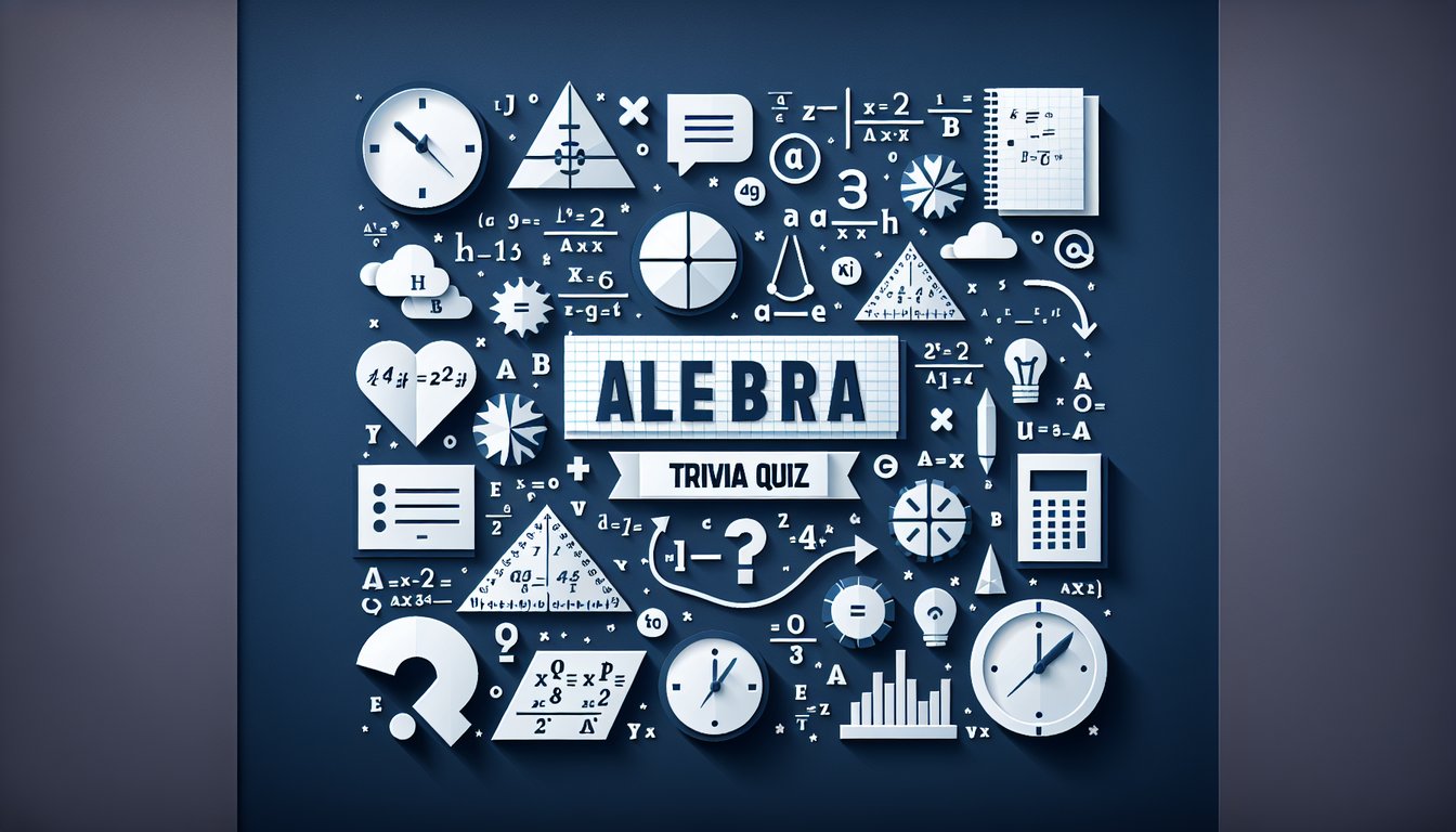 Colorful paper art promoting Algebra Answers Unlocked, a high school algebra practice quiz.