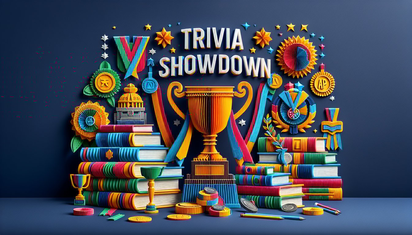 Colorful paper art promoting AP World History Units 0 and 3 trivia quiz.