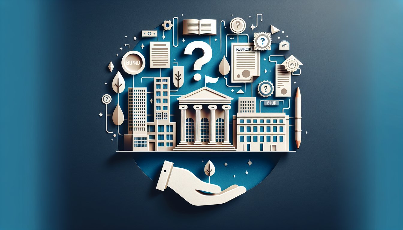 Colorful paper art illustrating a quiz on Municipal Bonds Knowledge Assessment