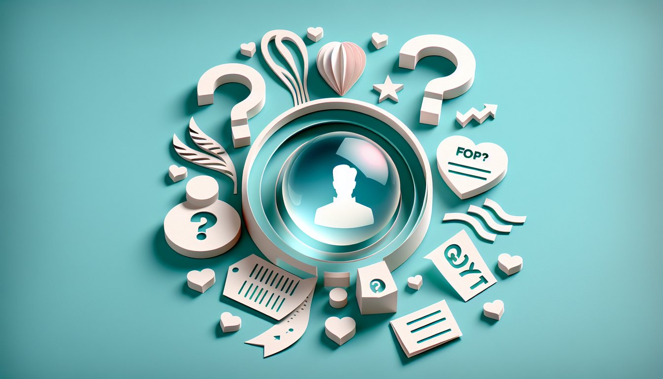 Paper art illustration of quiz hearts speech bubbles checkmarks on teal background for discovering if you need a boyfriend