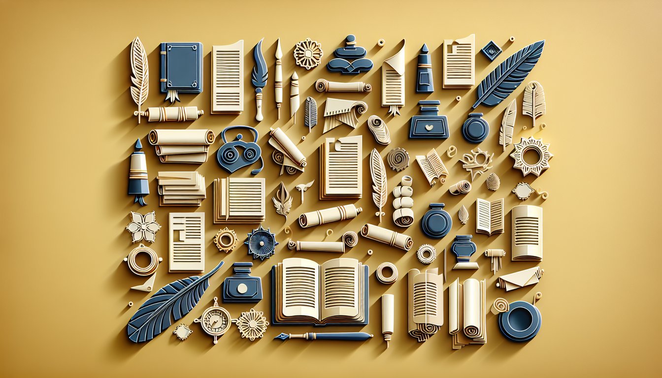 Paper art illustration for a Free ASVAB Word Knowledge quiz on a golden yellow background.