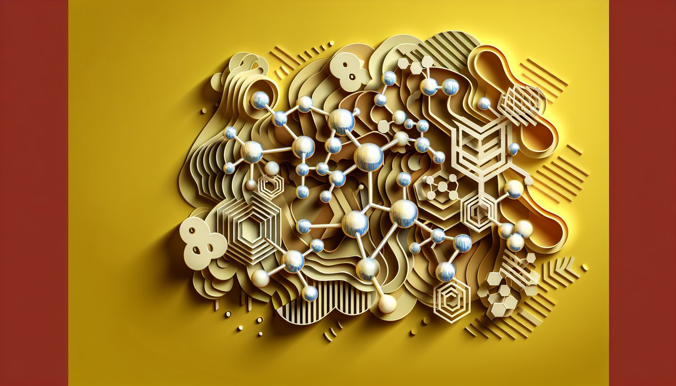 Paper art illustration for molecular polarity quiz on a golden yellow background