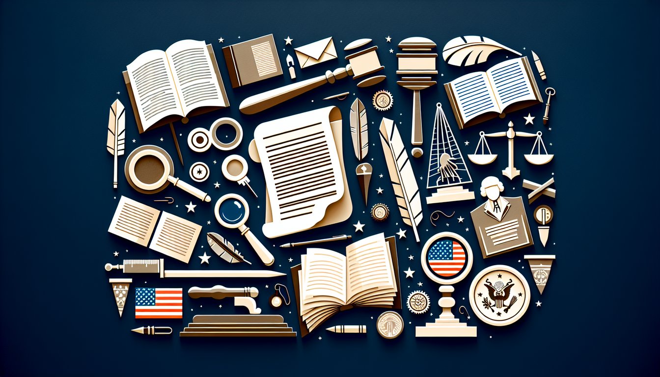 Colorful paper art promoting The Bill of Rights Challenge, an educational quiz for high school students.