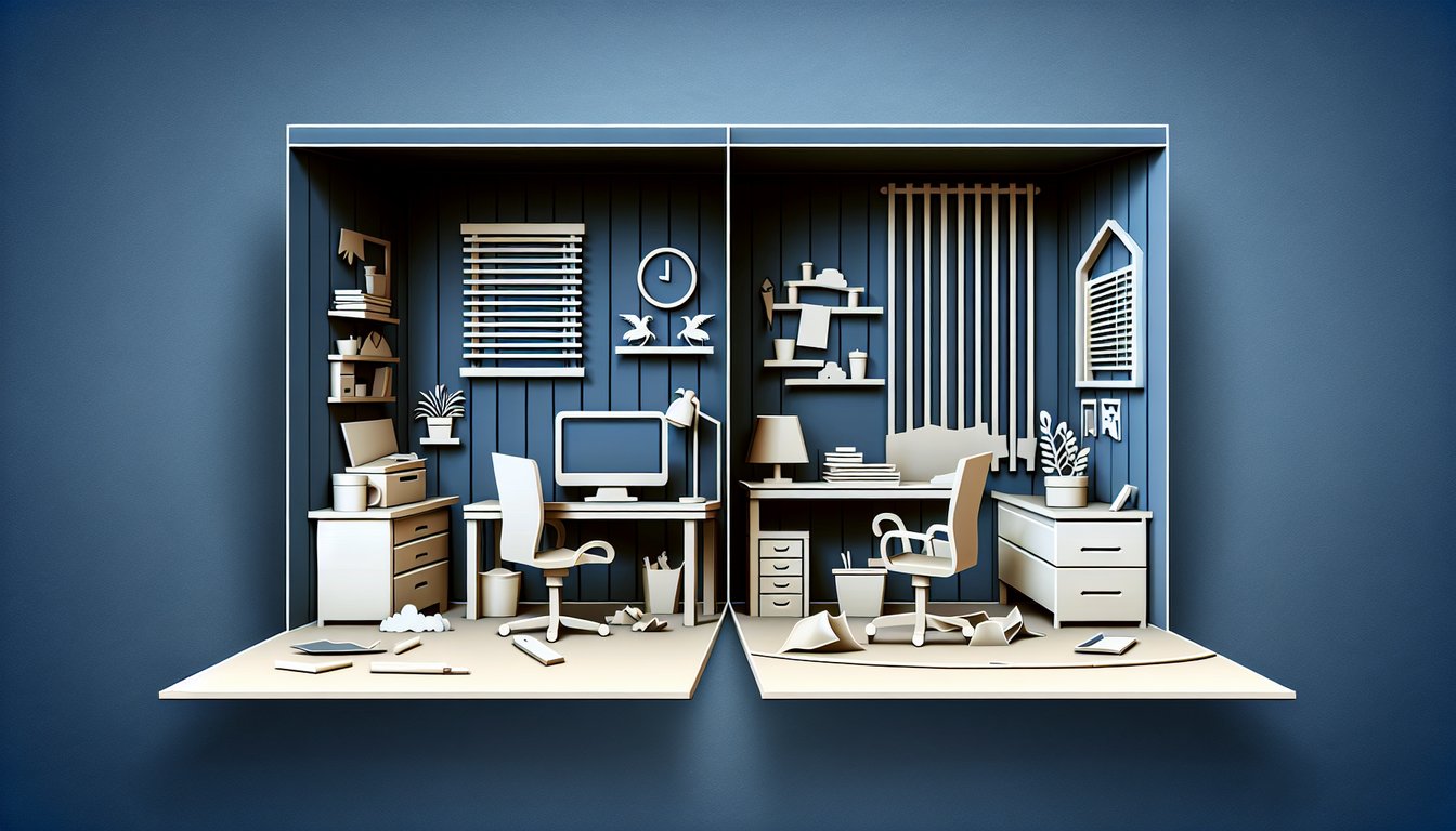 Paper art illustration for a roommate compatibility quiz on a dark blue background