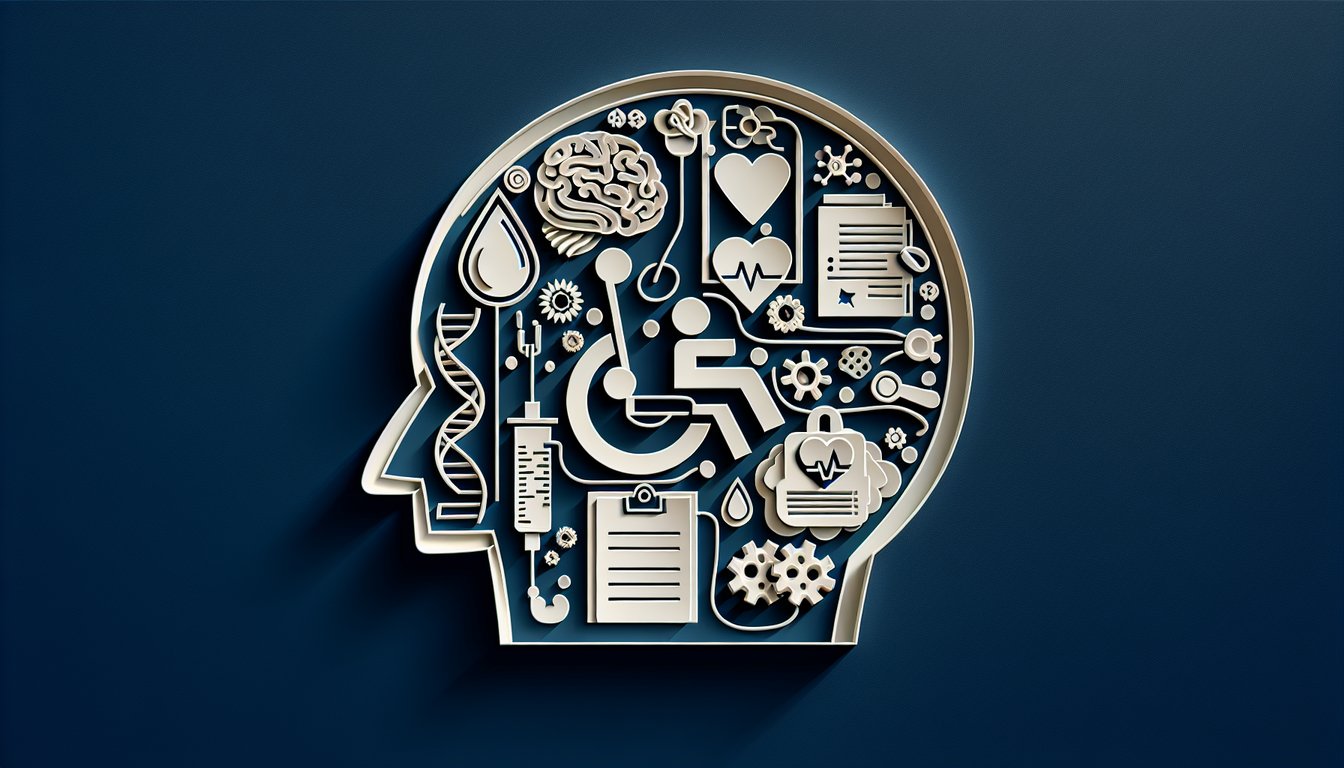 Paper art style child figure with puzzle pieces on dark blue background for cerebral palsy signs quiz
