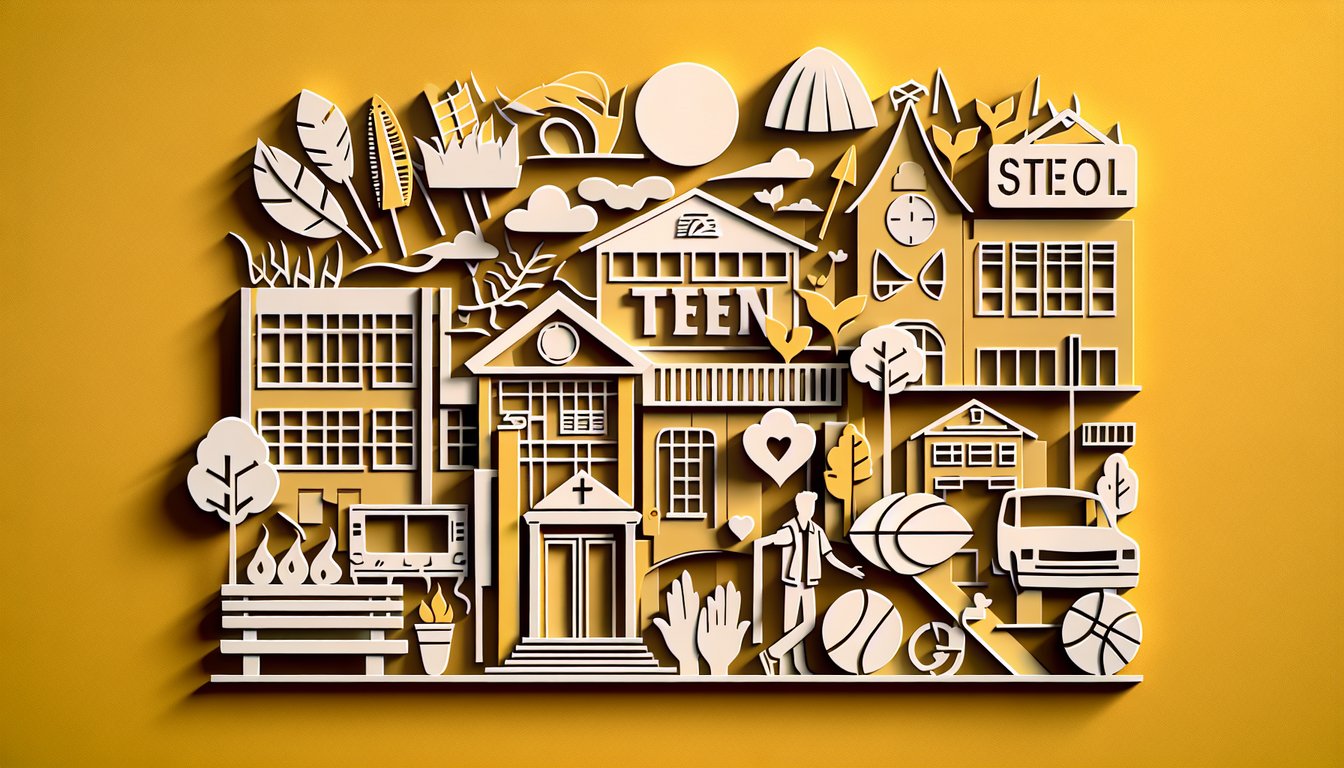 Paper art illustration for One Tree Hill trivia quiz on golden yellow background