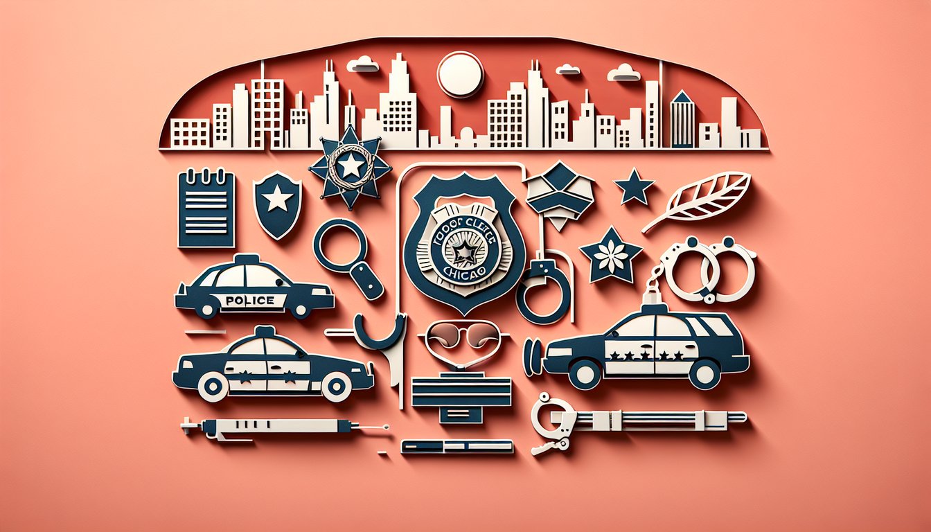 Paper art illustration for Chicago P.D. knowledge quiz on a coral background