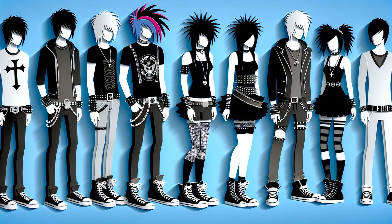 Paper art illustration for scene vs emo style quiz on a sky blue background