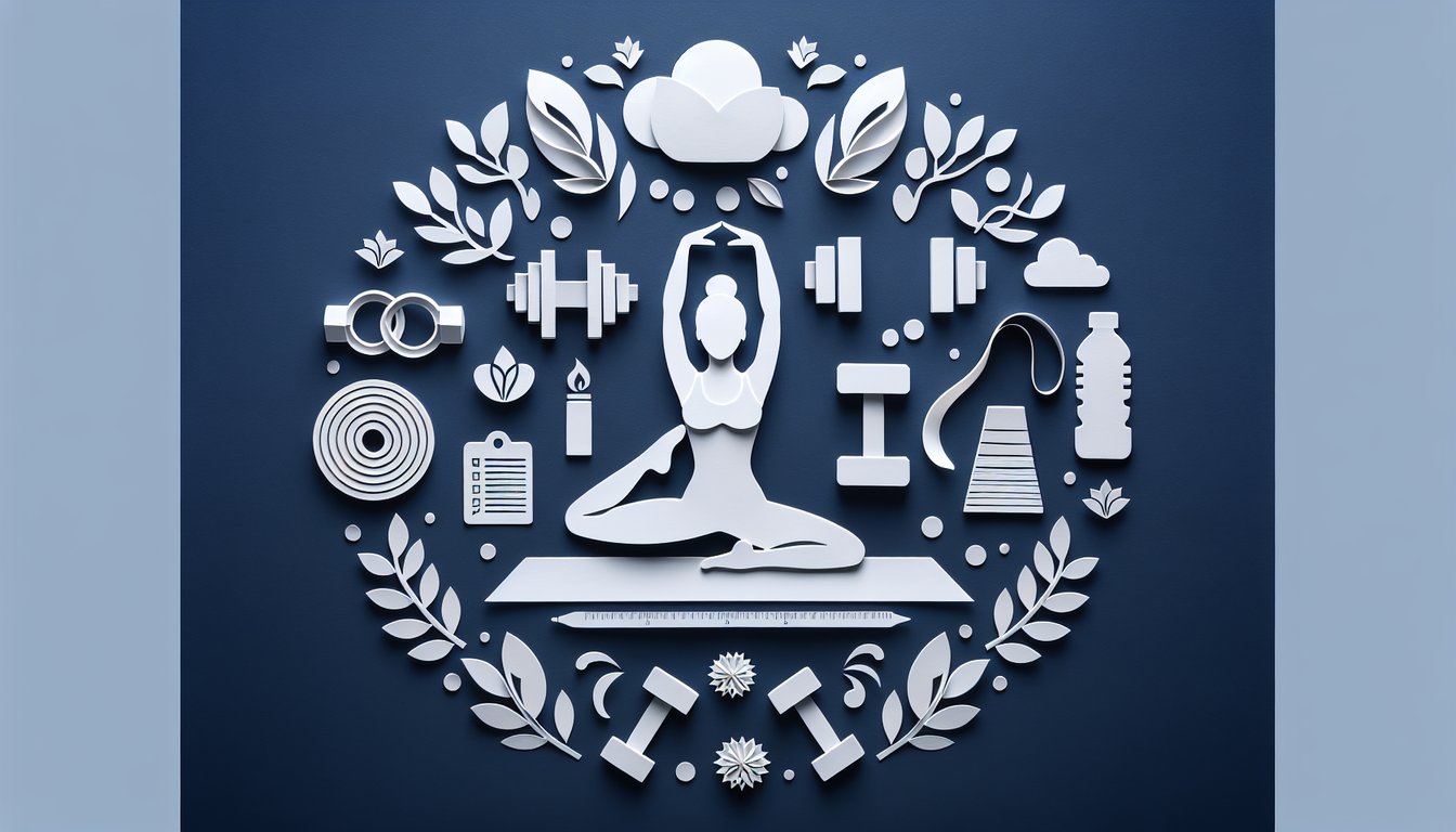 Colorful paper art depicting elements related to Fitness Flexibility Knowledge Quiz.
