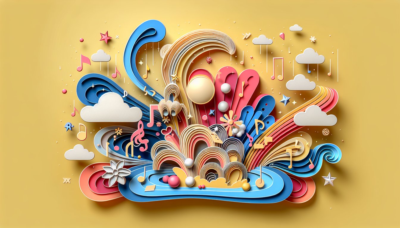 Paper art illustration for K-Pop themed quiz to identify your ENHYPEN alter ego on a golden yellow background.