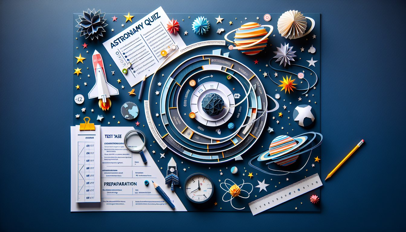 Paper art promoting Orbital Outburst, an advanced astronomy quiz for high school and college students.